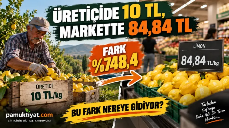 Üreticiden tüketiciye ulaşan tarım ürünlerindeki fiyat farkını anlatan limon kasaları.