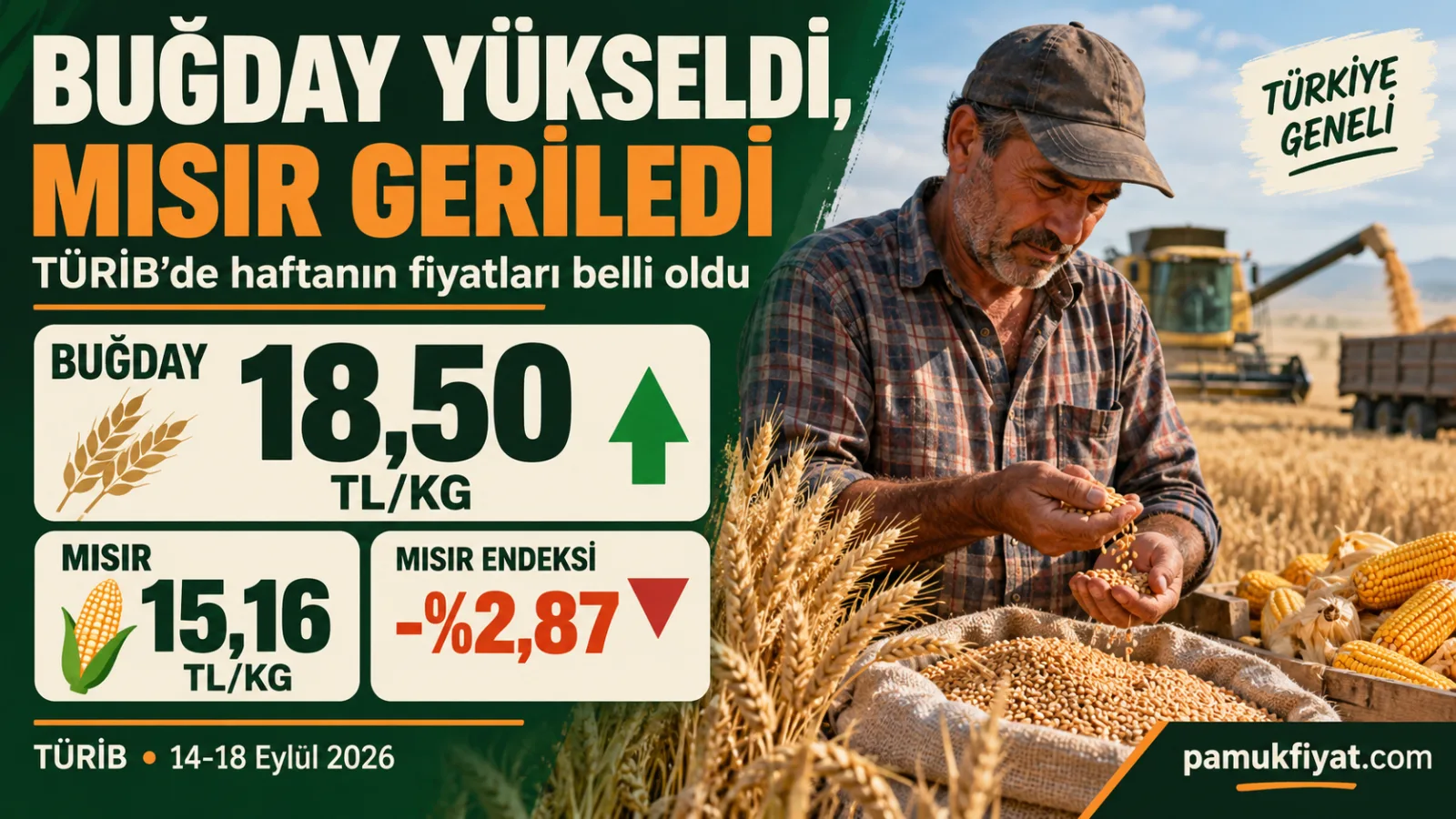 TÜRİB 14-18 Eylül haftası buğday ve mısır fiyatları