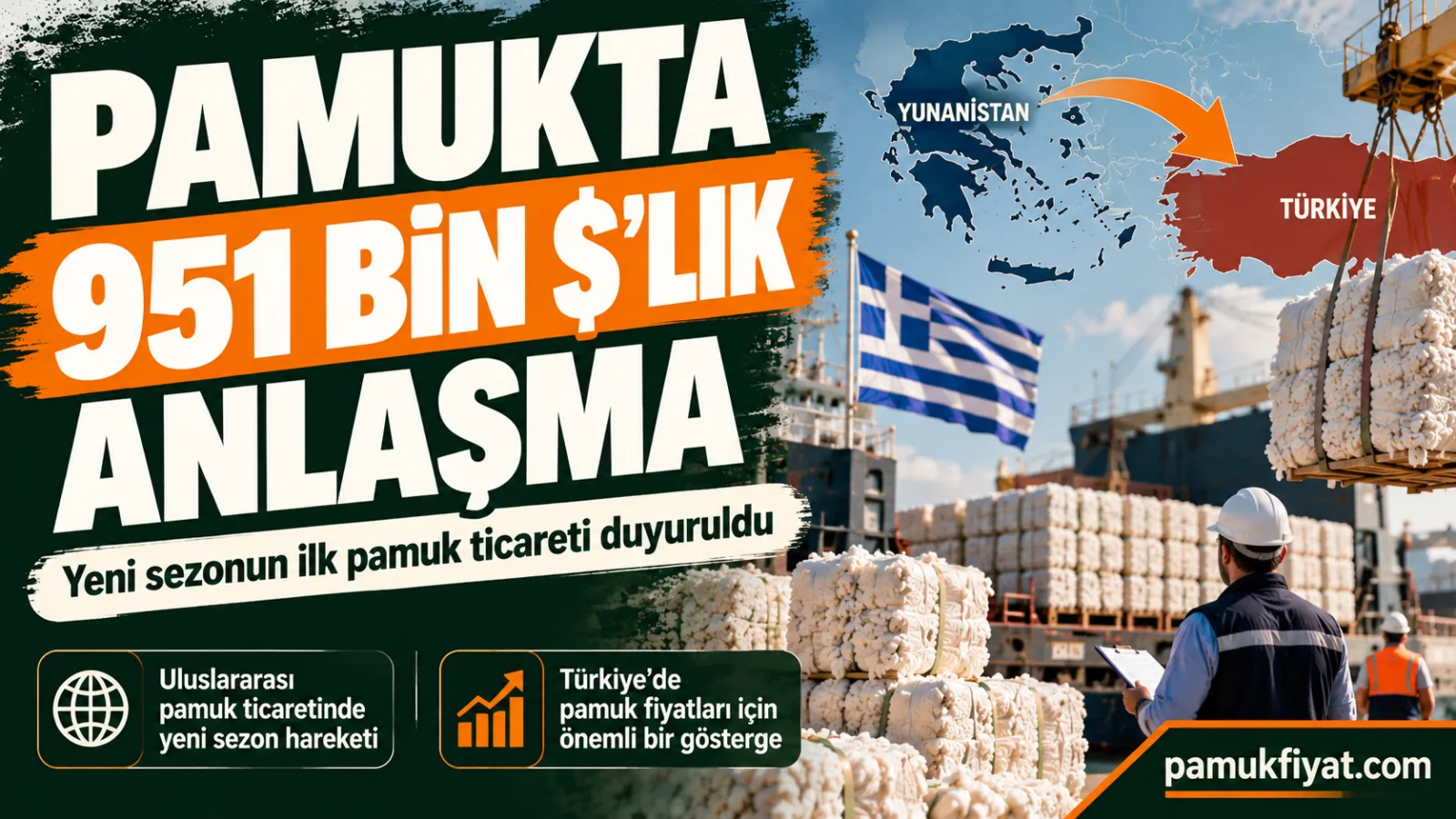 Yeni sezon Yunan pamuğunda 951 bin dolarlık satış sözleşmesi imzalandı.
