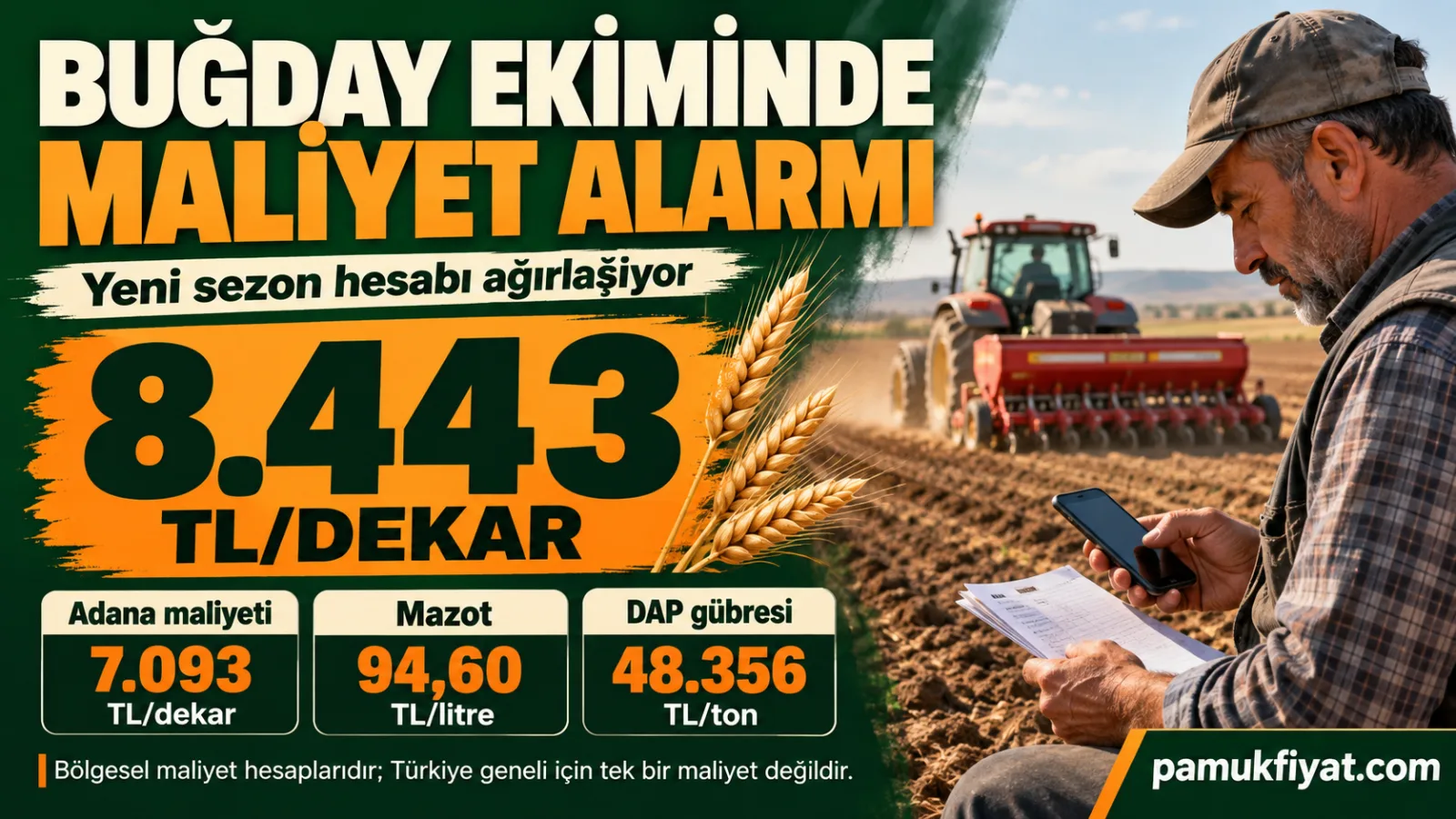 2026 buğday ekim sezonunda artan mazot ve gübre fiyatları üretim maliyetini yükseltiyor.