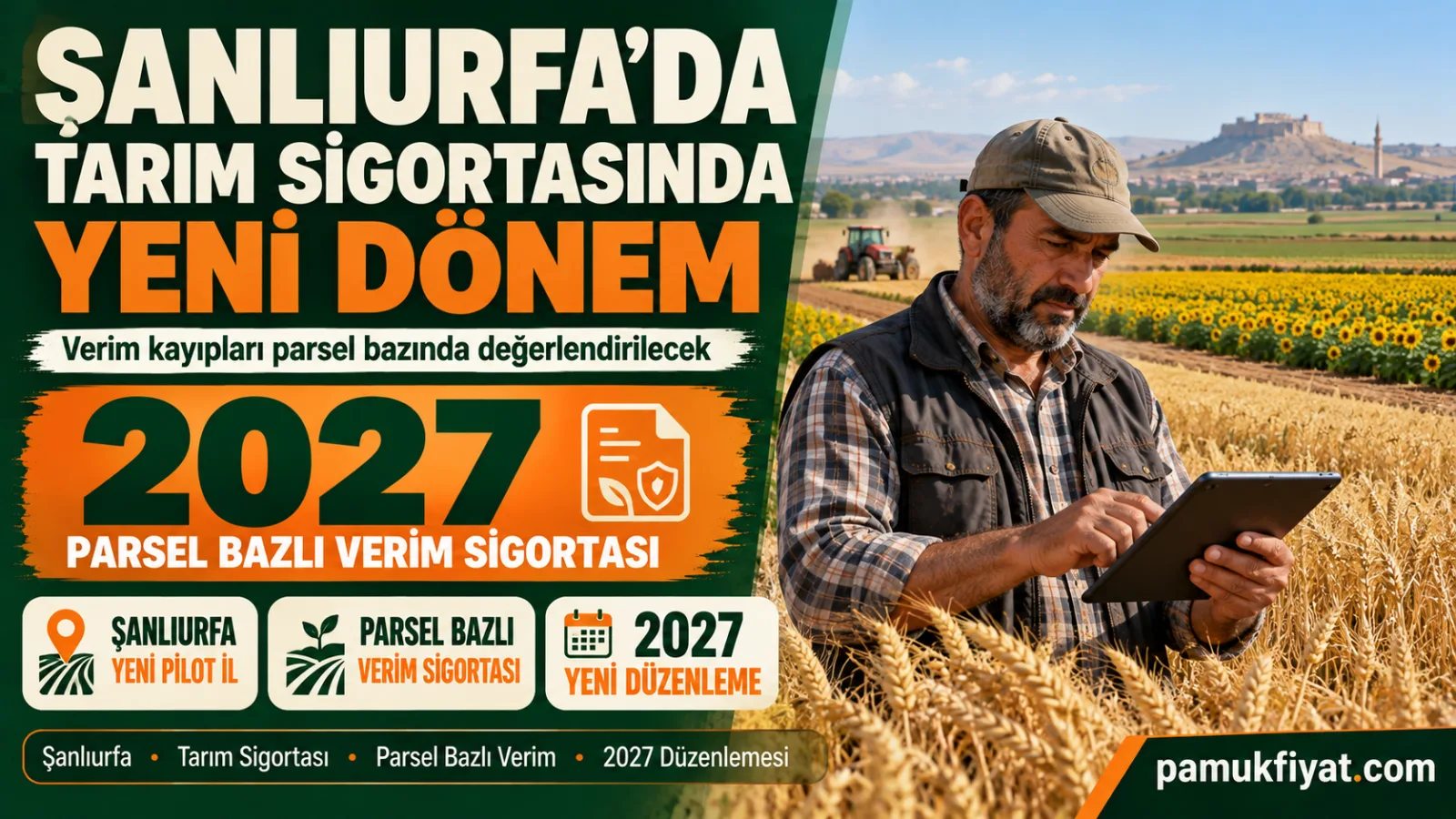Şanlıurfa, 2027 yılı Parsel Bazlı Verim Sigortası pilot uygulamasına dahil ediliyor.